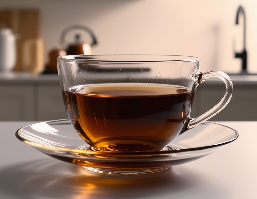 tè nero in tazza di vetro tè nero in tazza di vetro