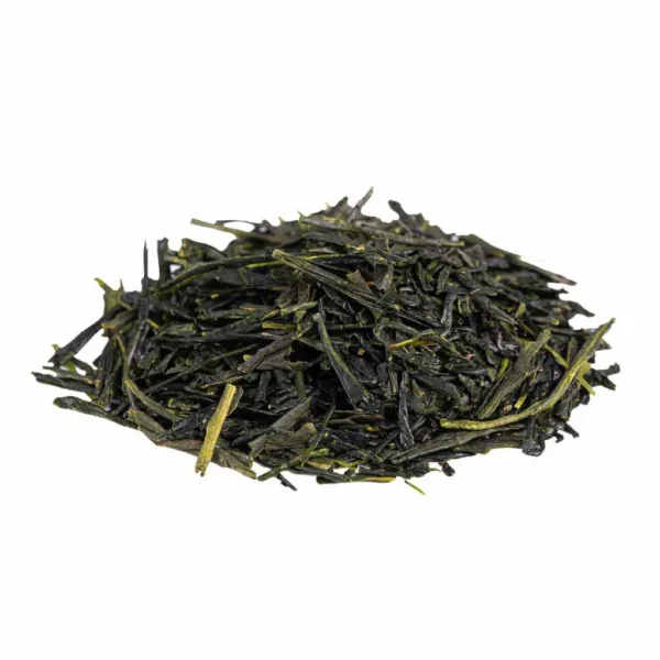 Gyokuro Mikoto Bio, dettaglio del tè verde in foglie di alta qualità