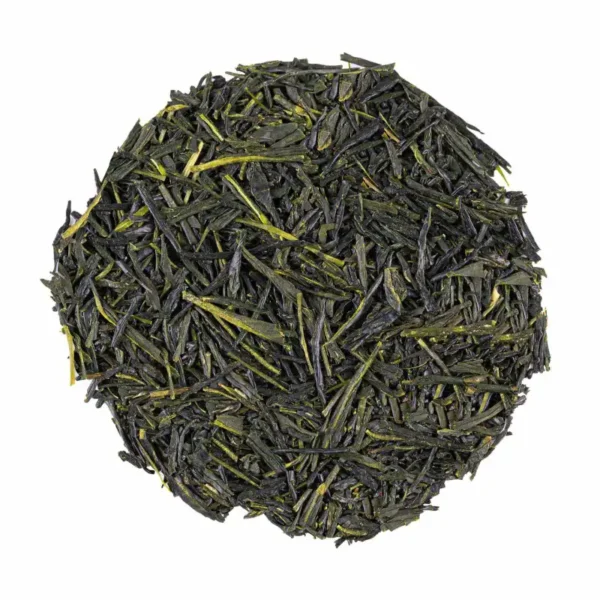 Gyokuro Mikoto Bio, dettaglio del tè verde in foglie biologico di alta qualità