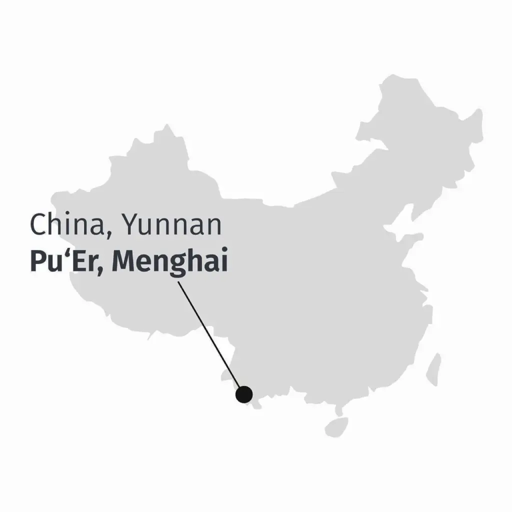 Pu Erh Menghai, mappa della provenienza da Menghai