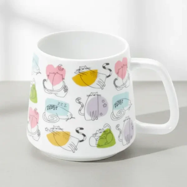 Tazza in porcellana decorata con disegni di gatti - design moderno